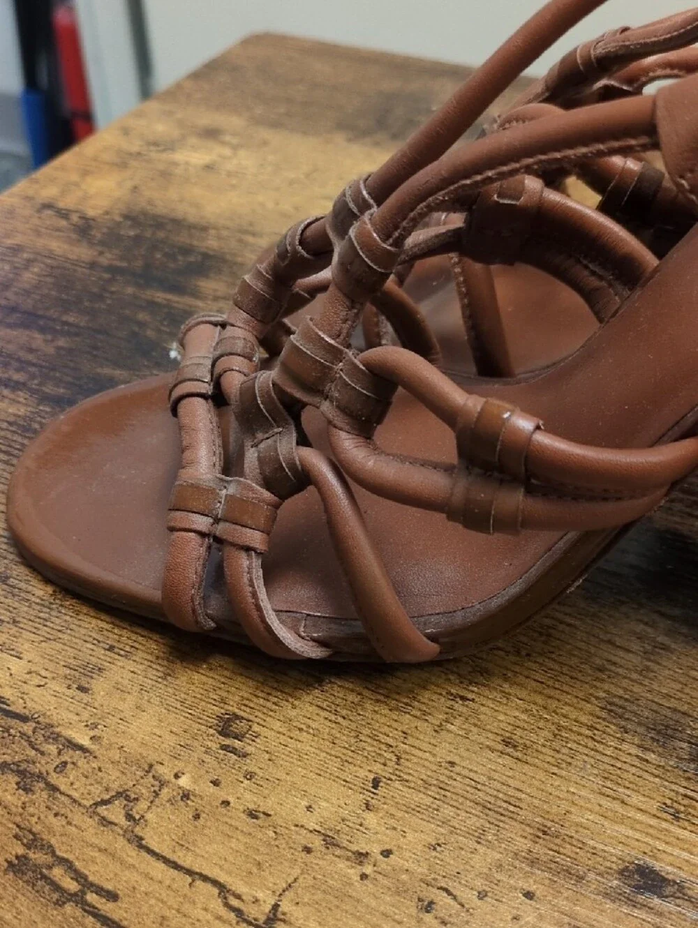 Tory Burch Brown Knotted Leather Slingback Heels